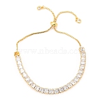 Adjustable Brass Micro Pave Cubic Zirconia Tennis Bracelets, Long-Lasting Plated Slider Bracelets for Women, Real 18K Gold Plated, Inner Diameter: 1-1/4~3 inch(3.3~7.7cm)(BJEW-F416-04G)