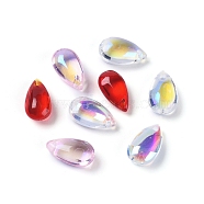 Transparent Glass Charms, teardrop, Mixed Color, 14x8x5mm, Hole: 1.2mm(X-GLAA-H016-11K)