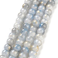 Baking Painted Crackle Glass Bead Strands, with Gold Powder, Round, Steel Blue, 8mm, Hole: 1.2mm, about 103pcs/strand, 30.08~30.7''(76.4~78cm)(DGLA-R053-03C)