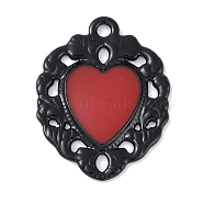 Rack Plating Alloy Enamel Pendants, Cadmium Free & Nickel Free & Lead Free, Heart Charm, Red, 30x22.5x2mm, Hole: 2mm(PALLOY-F018-23EB-01)