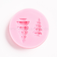 Food Grade Silicone Molds, Fondant Molds, For DIY Cake Decoration, Chocolate, Candy, UV Resin & Epoxy Resin Jewelry Making, Tree, Pink, 60x16mm, Tree: 38x20mm and 27x16mm(DIY-L015-50A)