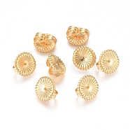 Brass Ear Nuts, Butterfly Earring Backs for Post Earrings, Flower, Real 18K Gold Plated, 9x4.5mm, Hole: 0.8mm(KK-L198-008G)