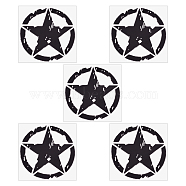 PET Plastic Car Adhesive Stickers, Waterproof Window Decals, for Car, Wall Decoration, Round with Star, Black, 160x153x0.3mm, Sticker: 150x148mm(DIY-WH0387-43B)