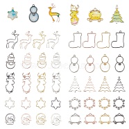 Christmas Alloy Open Back Bezel Pendants, For DIY Epoxy Resin, Pressed Flower Jewelry, Mixed Shapes, Mixed Color, 32.5~53.5x22.5~38.5x2~3.5mm, 40pcs/set(PALLOY-WH0070-44)