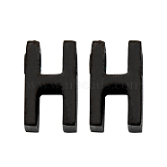 304 Stainless Steel Charms, Alphabet, Electrophoresis Black, Letter.H, 8x5x3mm, Hole: 1.8mm(STAS-K216-41H-EB)