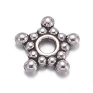 Antique Silver Tone Star Tibetan Style Spacer Beads, Lead Free & Cadmium Free, about 8.8 wide, 2.2mm thick, Hole: 2mm(X-AA121)