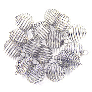 Iron Wire Pendants, Hollow, Round, Platinum, 9x8mm, Hole: 3mm(IFIN-TAC0002-09A-P)