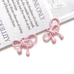 Spray Painted Alloy Pendants, Bowknot, Pink, 19x21mm(PW-WG64B7D-09)