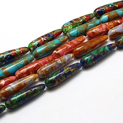 Synthetic Imperial Jasper Bead Strands, Dyed, teardrop, Mixed Color, 30x10mm, Hole: 1mm, about 13pcs/strand, 15.7 inch(G-I099-09)