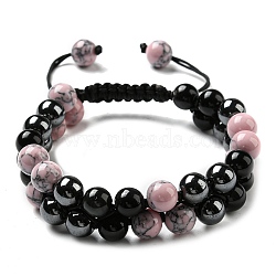 Natural & Synthetic Mixed Gemstone Beads Braided Bead Bracelets, Multi-strand Bracelets, Inner Diameter: 2-1/8~3-1/8 inch(5.5~8cm)(BJEW-SW00001-01)