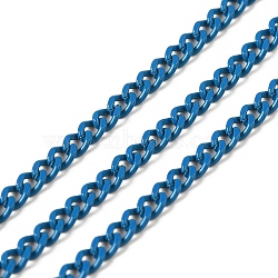 Spray Painted 304 Stainless Steel Curb Chains, with Spool, Unwelded, Dodger Blue, 3x2x0.6mm(STAS-B067-05A-05)