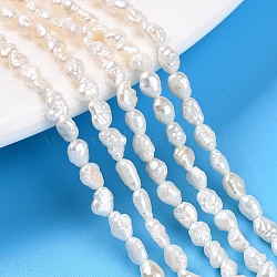 Natural Cultured Freshwater Pearl Beads Strands, Baroque Pearls Keshi Pearl Beads, Two Sides Polished, Creamy White, 3.5~6.5x3.5~5x2~3.5mm, Hole: 0.5mm, about 73~92pcs/strand, 13.78~14.37 inch(35~36.5cm)(PEAR-N014-03H)