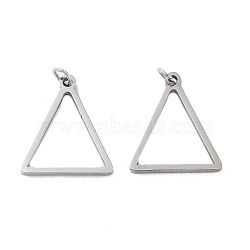 304 Stainless Steel Pendants, Laser Cut, with Jump Ring, Stainless Steel Color, Triangle, 17x15x1mm, Hole: 2mm(STAS-G324-01D-P)