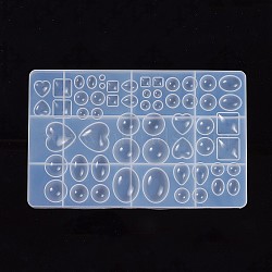 DIY Silicone Cabochon Molds, Resin Casting Molds, For UV Resin, Epoxy Resin Jewelry Making, Oval & Heart & Round & Teardrop, White, 255x161x15mm(AJEW-P042-01)