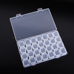 Transparent PP Plastic 28 Grids Bead Containers, with Independent Bottles & Lids, Rectangle, Clear, 17x11x2.5cm(CON-PW0001-027B)