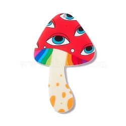 Opaque Printed Acrylic Big Pendants, Mushroom, Eye Pattern, 54x33x2mm, Hole: 1.6mm(MACR-C008-01C)