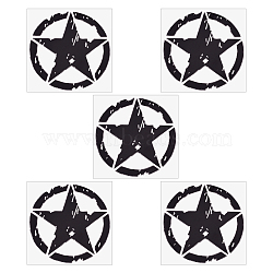 PET Plastic Car Adhesive Stickers, Waterproof Window Decals, for Car, Wall Decoration, Round with Star, Black, 160x153x0.3mm, Sticker: 150x148mm(DIY-WH0387-43B)