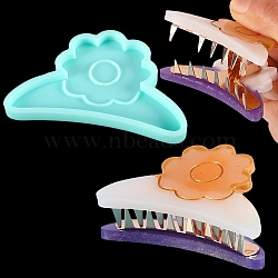 Claw Hair Clip Cabochon Silicone Molds, Resin Casting Molds, For UV Resin, Epoxy Resin Jewelry Making, Flower, Aquamarine, 44x68x6mm(DIY-C052-05)