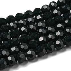 Opaque Glass Beads Stands, Faceted(32 Facets), Round, Dark Slate Blue, 6mm, Hole: 1mm, about 98pcs/strand, 20.47''(52cm)(EGLA-A035-P6mm-D23)