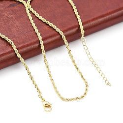 Brass Twist Rope Chains Necklace for Women, Cadmium Free & Lead Free, Real 18K Gold Plated, 17.60 inch(44.7cm)(NJEW-P265-15G)