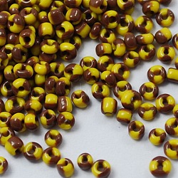 12/0 Glass Seed Beads, Opaque Colours Seep, Gold, 2mm, hole: 0.8mm(SEED-S005-18)