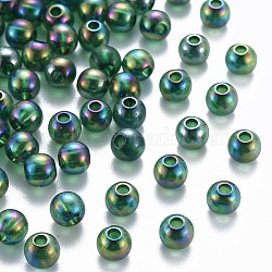 Transparent Acrylic Beads, AB Color Plated, Round, Green, 6x5mm, Hole: 1.8mm, about 4400pcs/500g(MACR-S370-B6mm-735)