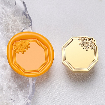 Geometric Leaf Frame Brass Stamp Heads, for Wax Seal Stamp, Wedding Invitations Making, Polygon, 25.5x25.5x14mm, Hole: 7mm