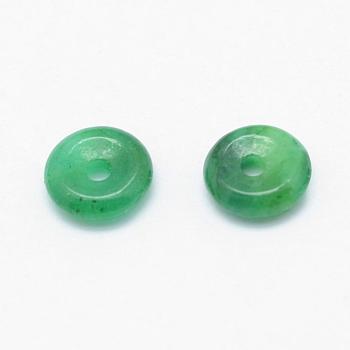 Natural Myanmar Jade/Burmese Jade Charms, Dyed, Donut/Pi Disc, Donut Width: 2.5mm, 6x2mm, Hole: 1mm