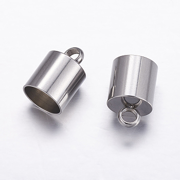 304 Stainless Steel Cord Ends, Stainless Steel Color, 13x9mm, Hole: 3.3mm, Inner Diameter: 8mm