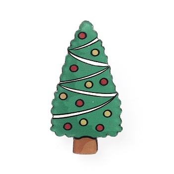 Christmas Acrylic Brooch Pin, Iron Badge for Backpack Clothes, Christmas Tree Pattern, 40.5x22x2mm