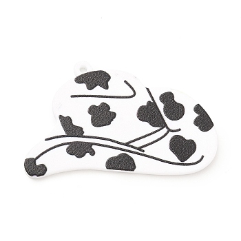 Western Cowboy Style Printed Acrylic Pendants, Cowboy Hat with Cow Pattern Charm, Hat, 28x46x1.5mm, Hole: 1.6mm