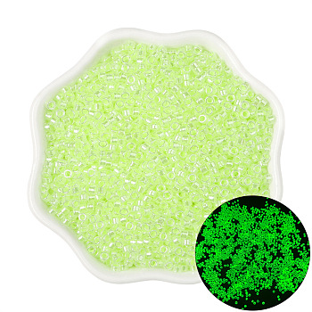 Luminous Glow in the Dark Glass Seed Beads, Round, Green Yellow, 2.5mm, Hole: 1mm, about 700pcs/bag