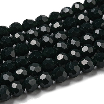Opaque Glass Beads Stands, Faceted(32 Facets), Round, Dark Slate Blue, 6mm, Hole: 1mm, about 98pcs/strand, 20.47''(52cm)