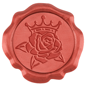 50Pcs Adhesive Wax Seal Stickers, Envelope Seal Decoration, For Craft Scrapbook DIY Gift, Red, Flower, 30mm