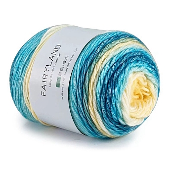 100g Cotton Yarn, Dyeing Fancy Blend Yarn, Crocheting Cake Yarn, Rainbow Yarn for Sweater, Coat, Scarf and Hat, Deep Sky Blue, 3mm