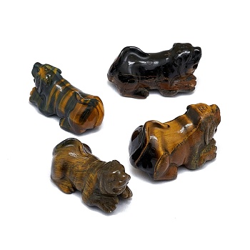 Natural Tiger Eye Sculpture Display Decorations, for Home Office Desk, Pi Xiu/Pi Yao, 30~32x16~19x16.5~19mm