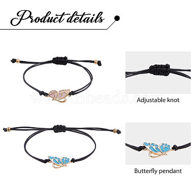 3 sets 3 colors Butterfly Alloy Enamel Link Bracelets Set(BJEW-FI0001-09)-3