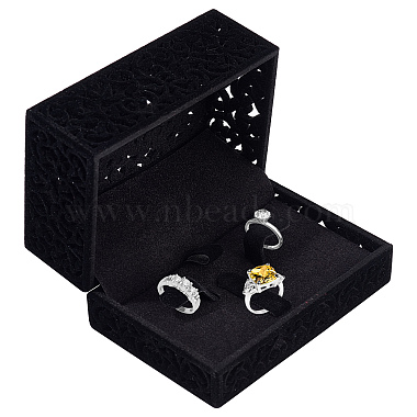 Black Rectangle Velvet Jewelry Set Box