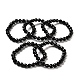 Эластичные браслеты из натурального черного турмалина с бусинами(BJEW-K233-01B-03)-1