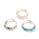 3Pcs 3 Style Natural Apatite & Moss Agate & Shell Pearl Braided Finger Rings(RJEW-TA00024)-1