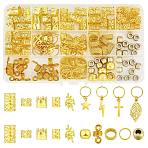 200Pcs Iron Hair Coil Cuffs, Mixed Shapes Dread Cuff Coil, Golden, 7~24mm(X1-AJEW-SZC0021-02G)