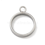 304 Stainless Steel Open Back Bezel Pendants, for DIY UV Resin, Epoxy Resin, Pressed Flower Jewelry, Flat Round, Stainless Steel Color, 18x14x3mm, Hole: 2.5mm, Inner Diameter: 12mm(STAS-B126-06A-P)