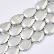 Shell Pearl Beads Strands, Spray Painted, Teardrop, Gainsboro, 19x14x5mm, Hole: 0.9mm, about 20pcs/strand, 14.17 inch(36cm)(X-SSHEL-R046-06B)
