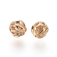 Long-Lasting Plated Brass Beads, Hollow, Round, Golden, 3.3x3.3mm, Hole: 1mm(KK-E782-03A-G)