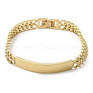 Ion Plating(IP) 304 Stainless Steel ID Bracelets, Link Chains Bracelets for Women, Real 18K Gold Plated, 7-1/2 inch(19cm), 8mm(BJEW-K238-06G)