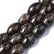 Tibetan Style dZi Beads, Natural Agate Beads, Rice, Tortoise Pattern, 14x10x10mm, Hole: 1mm, about 25pcs/strand, 13.58~13.70 inch(34.5~34.8cm)(G-Q998-012A)