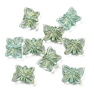 Plating Transparent Acrylic Beads, Golden Metal Enlaced, Butterfly, Pale Turquoise, 11x14.5x5mm, Hole: 1.8mm, 740pcs/500g(OACR-B013-26D)