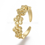 Adjustable Brass Toe Rings, Open Cuff Rings, Open Rings, Flower, Golden, US Size 4 1/4(15mm)(RJEW-EE0002-14G)