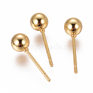 304 Stainless Steel Ball Stud Earrings, Hypoallergenic Earrings, Golden, 16x5mm, Pin: 0.8mm(EJEW-F237-01C-G)