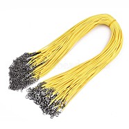Waxed Cotton Cord Necklace Making, with Alloy Lobster Claw Clasps and Iron End Chains, Platinum, Yellow, 17.12 inch(43.5cm), 1.5mm(MAK-S034-007)